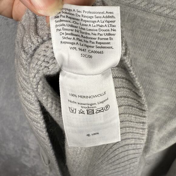 Eddie Bauer Womens Merino Wool Sweater Medium Cable Knit Gray Long Sleeve Preppy - Picture 6 of 8